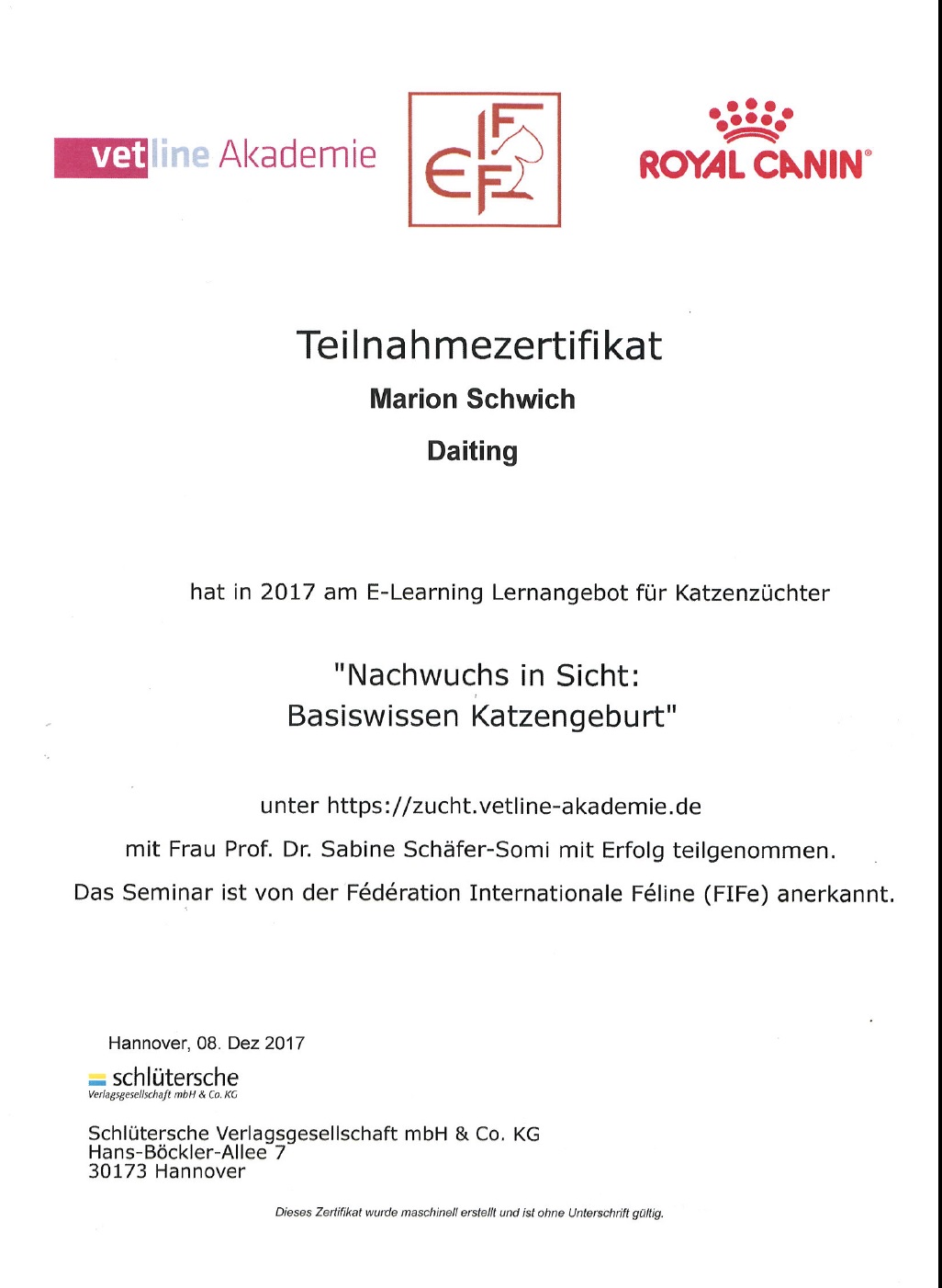 Royal Canin Basiswissen Katzengeburt